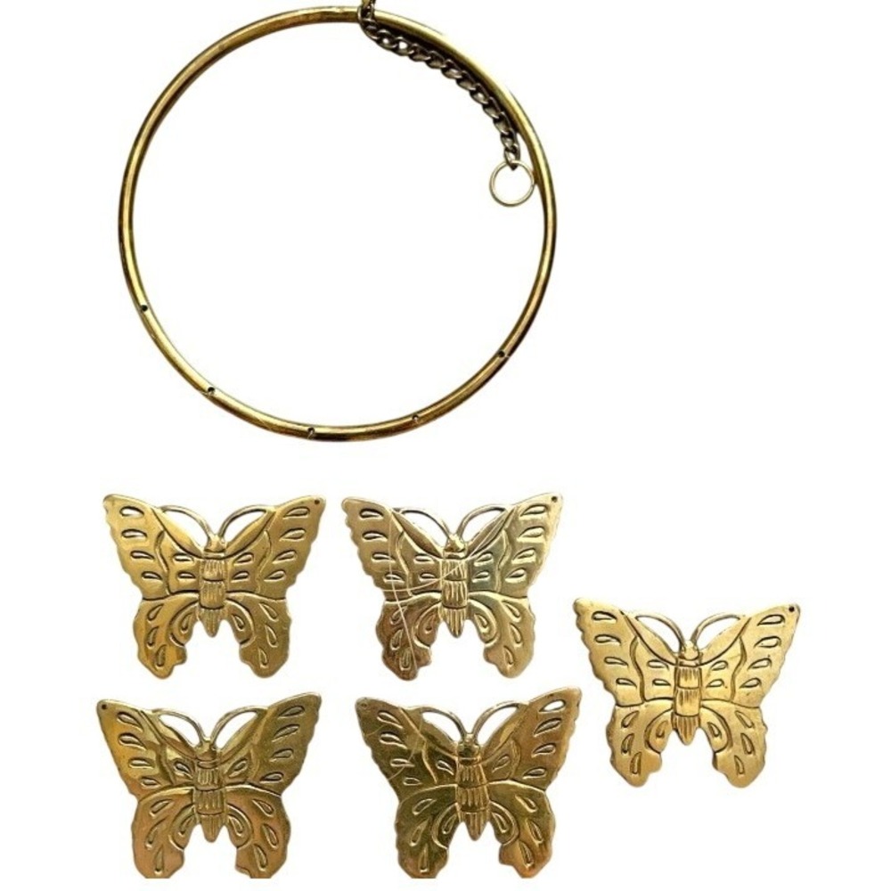 Boho Beauty! Butterfly Wind Chime Thick Brass Quality Retro Vintage 1970s VIDEO